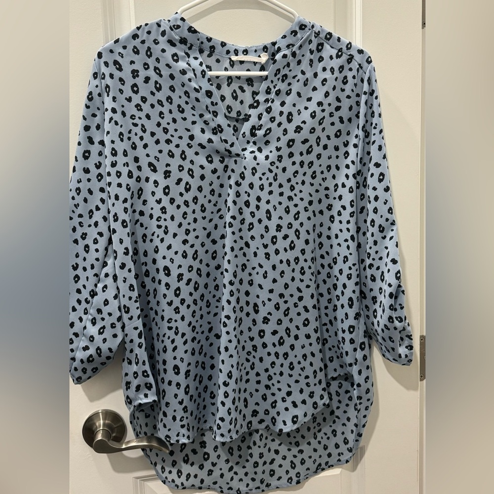 Lightweight light blue with black animal print